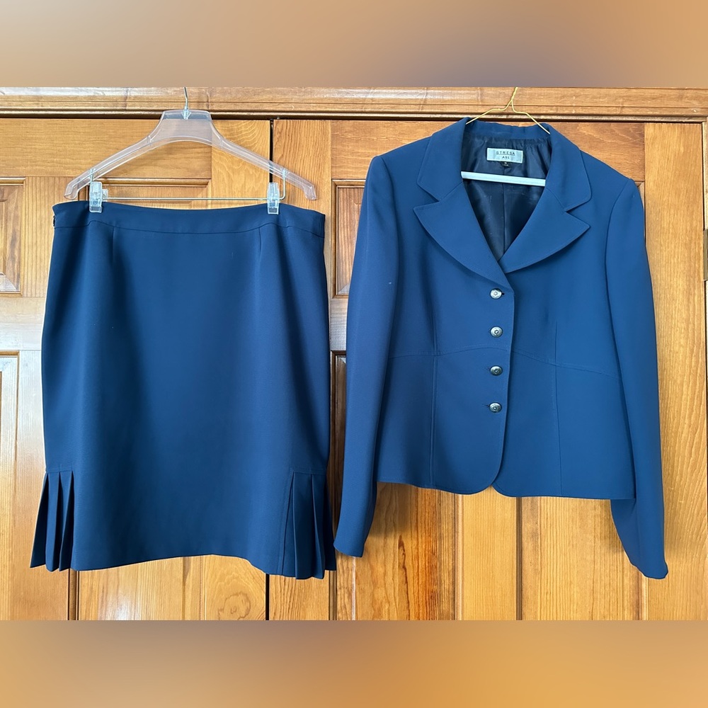 Blue Skirt Set with Peplum Detail